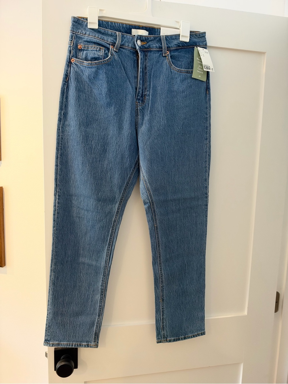 H&M High-Rise Straight-Leg Blue Jeans